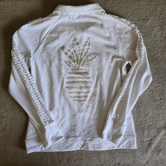 Lily Pulitzer Brigantine White Gold Glitter Stripe Pineapple Jacket size small - Picture 10 of 16